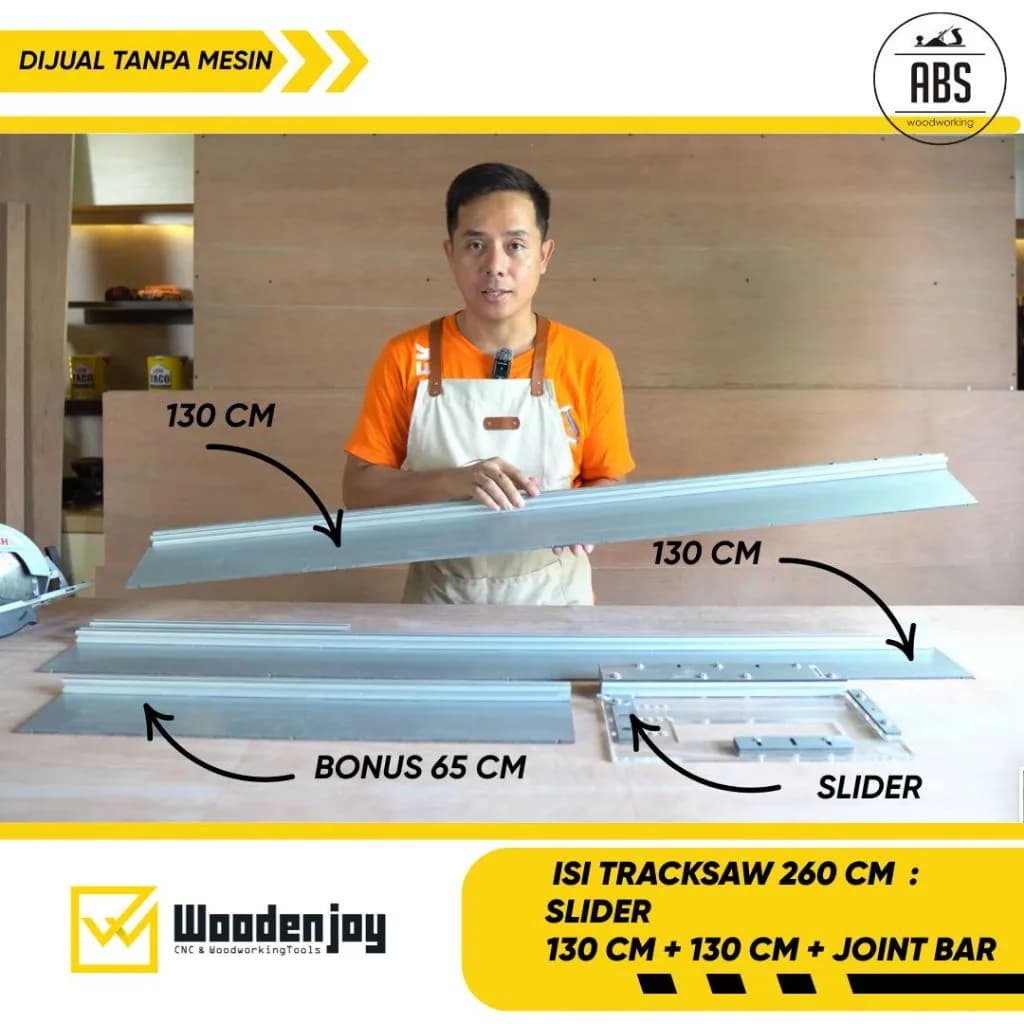 WOODENJOY || ABS || TRACKSAW TRACK SAW CIRCULAR SAW PREMIUM SIRKEL UNIVERSAL PEMANDU GERGAJI POTONG PAPAN PLYWOOD ANTI MIRING 260 CM FREE 65 CM
